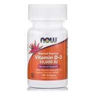 Now Foods Vitamin D3 10.000 IU Хранителна добавка с най -бионаличната форма на витамин D 120 softgels