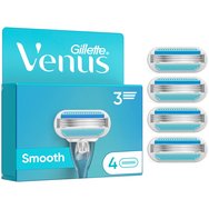 Gillette Venus Smooth 4 броя - Резервни глави за дамска самобръсначка с 3 ножчета, които следват извивките на тялото