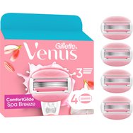 Gillette Venus ComfortGlide Spa Breeze, 4 бр - Резервни бръснещи глави с 3 ножчета и 2 смазващи ленти за изключително дълбоко бръснене Gillette Venus ComfortGlide Spa Breeze, 4 бр - Резервни бръснещи глави с 3 ножчета и 2 смазващи ленти за изключително дълбоко бръснене