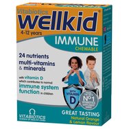 Vitabiotics Wellkid Immune Multivitamins & Minerals 30 Chew.tabs - Детска хранителна добавка за добро функциониране на имунната система от 4 до 12 години Vitabiotics Wellkid Immune Multivitamins & Minerals 30 Chew.tabs - Детска хранителна добавка за добро функциониране на имунната система от 4 до 12 години