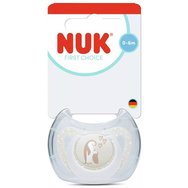 Nuk First Choice Silicone Soother 0-6m Ортодонтска силиконова залъгалка с калъф, 1 брой - бежова - бяла