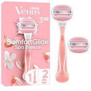 Gillette Venus 3 ComfortGlide Spa Breeze 1 дръжка и 1 резервна част - Дамска самобръсначка с 2 резервни глави, 3 ножчета и аромат на бял чай за по-добро плъзгане и гладко бръснене