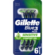 Gillette Blue3 Plus Sensitive Disposable Razors 6 бр - Мъжки самобръсначки с 3 ножчета за дълбоко и гладко бръснене, подходящи за чувствителна кожа
