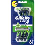 Gillette Blue3 Plus Sensitive Disposable Razors 6 бр Gillette Blue3 Plus Sensitive Disposable Razors 6 бр