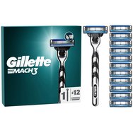 Gillette Mach3 Men's BladeRazor System Value Pack - Резервни ножчета за самобръсначка 12 броя и дръжка 1 брой