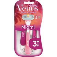 Gillette Venus Smooth Miami 2 Colors 3 бр - Дамски самобръсначки за еднократна употреба с 3 ножчета и подвижна глава за гладко бръснене с ароматна дръжка