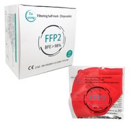Disposable Non Medical Mask FFP2 KN95 Защитна маска за еднократна употреба с червена чиния в червен цвят 20 бр
